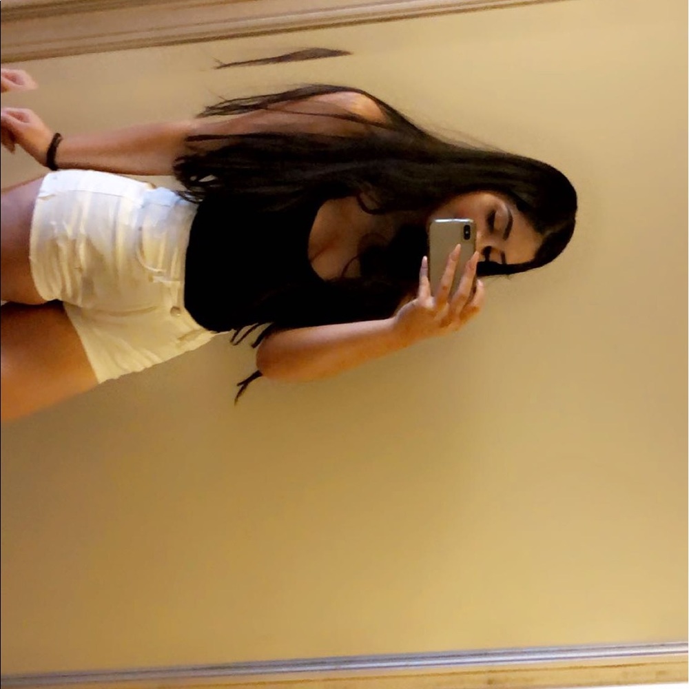 White mini shorts